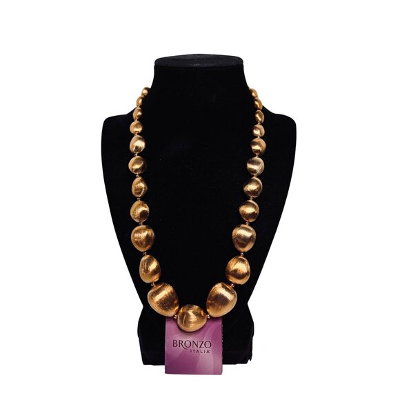 Bronzo Italia Jewelry - Bronzo Italia Graduated Satin Nugget Necklace (6289)